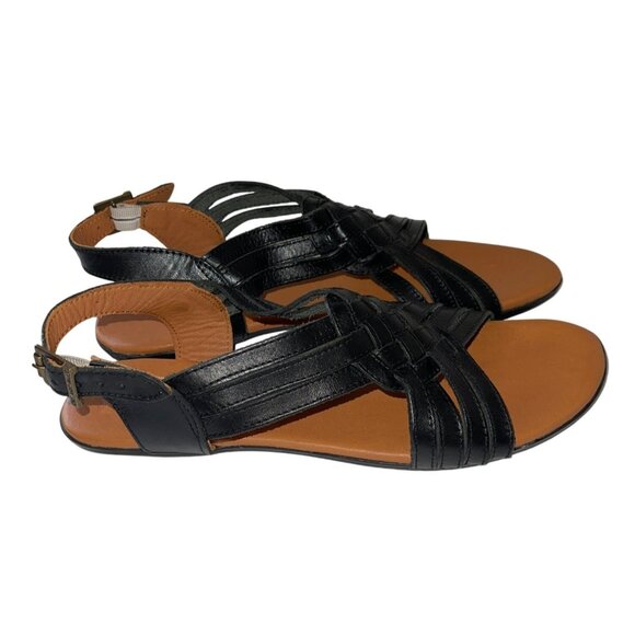 Huaraches by Bearpaw Sandals Womens Size 12 Agate Strappy Black Leather Open Cas - Picture 2 of 7